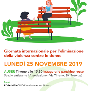 25 Novembre AUSER TIRRENO inaugura le panchine rosse