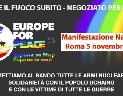 Roma 5 novembre 2022. Auser aderisce alla manifestazione nazionale per la PACE